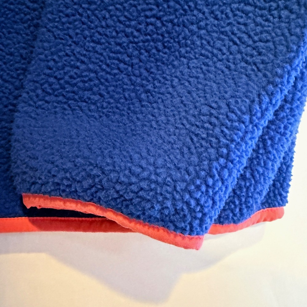 Vtg Columbia‎ fleece pullover aztec sothwestern trim neon blue L - Picture 4 of 11